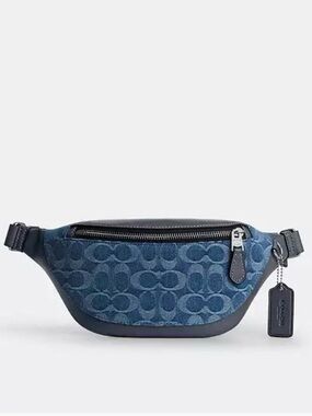 Coach Denim Signature Canvas Belt Bag in Navy Blue